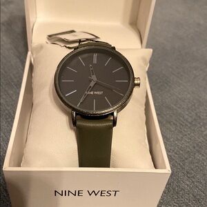 Nine West Charcoal Gray Watch with leather strap. NWT